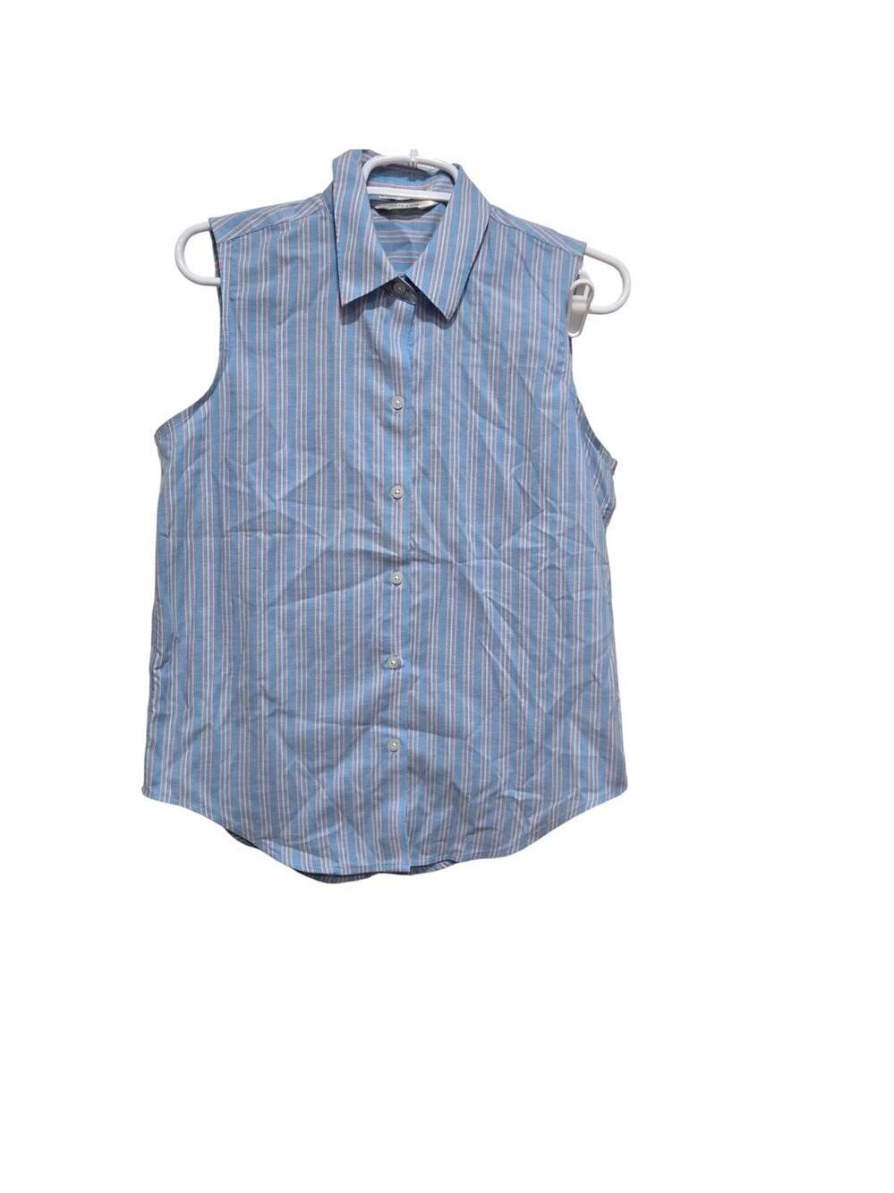 Austin Clothing Co Medium Blue Striped Sleeveless Button Down Shirt